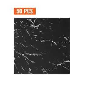 Self Adhesive Vinyl Floor Tiles 12 x 12 inch, 50 Tiles 1.5mm Thick Peel & Stick, Black Marble Texture DIY Flooring for Kitchen, Dining Room