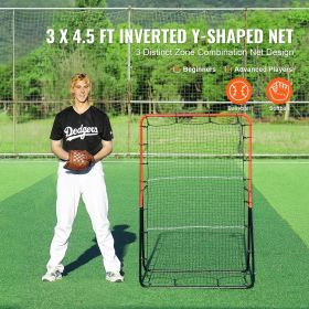 Baseball And Softball Rebounder Net, 3 x 4.5 ft PitchBack Baseball Pitching Nest, 3-Way Baseball, Softball Pitchback Net, Fielding Trainer