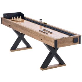 Shuffleboard Table, 9 ft Shuffleboard for Family Game Rooms, 2 in 1 Shuffleboard and Bowling Combo Game Set, with Scratch-Resistant Playfield, Le