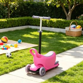 Pink 3-in-1 Ride on Push Car Kids Scooter Sliding Walker with Adjustable Handlebar 3 Balanced Wheels Removable Storage Seat for Ages 2-6 (Option: Default Title)