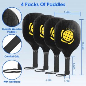 Portable Pickleball Net Set 22ft Regulation Size Net Pickle Ball Net System with 4 Pickleballs 4 Paddles Carrying Bag for Driveway Backyard (Option: Black)