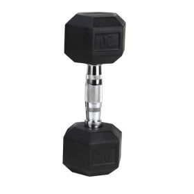 20LB (1piece)HDRS Rubber Coated Solid Cast Iron Dumbbell with Contoured Chrome Handle, Hexagon Head[Support for self-pickup face sheet, daily fac (Option: Default Title)
