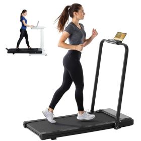 Compact Armless Treadmill, Quiet Under Desk Walking Pad, 200 Lbs Capacity 3 in 1 Portable Walking Treadmill (Option: Black)