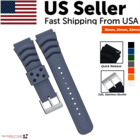 18mm 20mm 22mm Soft Silicone Watch Band Divers Replacement Strap Quick Release (Band Size: 20 mm, Band Color: Gray)