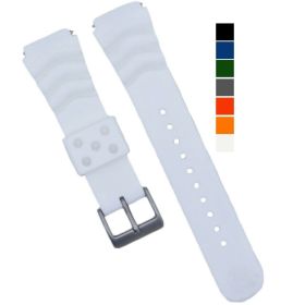 18mm 20mm 22mm Soft Silicone Watch Band Divers Replacement Strap Quick Release (Band Size: 22 mm, Band Color: White)