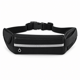 Running Belt Waist Pack with 2 Zippered Pockets, Reflective Fanny Pack with Adjustable Strap for Men and Women, Phone Holder Bag for Jogging, Wal (Color: Black)