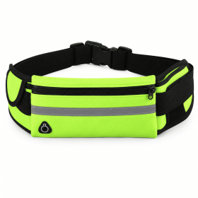 Running Belt Waist Pack with 2 Zippered Pockets, Reflective Fanny Pack with Adjustable Strap for Men and Women, Phone Holder Bag for Jogging, Wal (Color: Fluorescent Green)