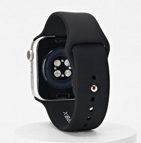 White Silicone Watch Band Made for Apple Watch - Large (42/44/45/49mm) (Color: Black)