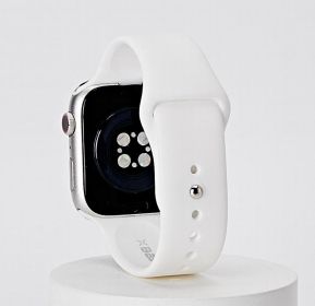 White Silicone Watch Band Made for Apple Watch - Large (42/44/45/49mm) (Color: White)