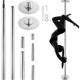 Professional Dancing Pole, Spinning Static Dancing Pole Kit, Portable Removable Pole, 45mm Heavy-Duty Stainless Steel Pole (Length Range: 86-104 inches, Steel Pipe Color: Silver)