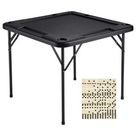 Mahjong Table, Square 4 Player Folding Card Table with 4 Cup Holders & 4 Chip Trays (Default: Default)